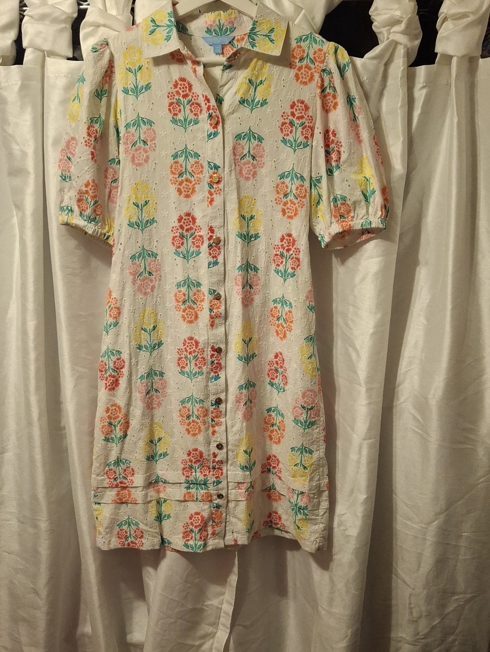 Draper James Cream Dress with Red,yellow,pink and Green Floral Print